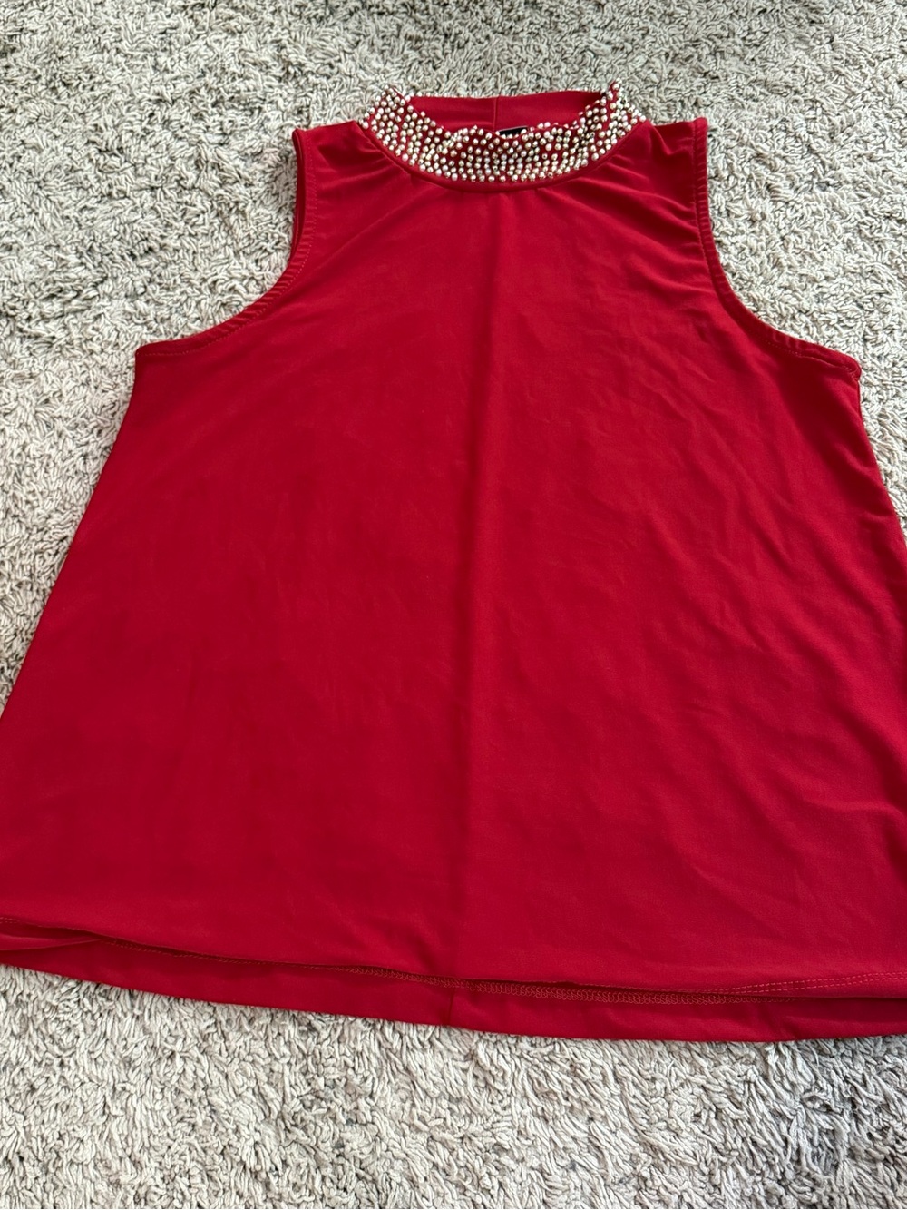 Annalee + Hope Red Jeweled Mock Neck Camisole